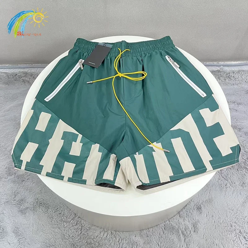 

reen Blue Black Splicin RUDE Sorts Men Women 1:1 Loose Inside Mes Zipper Pockets Rude Breeces Lon Strin