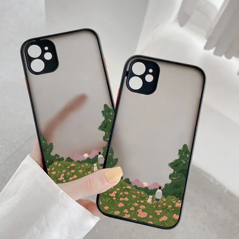 

Scenery Girl Cute Illustration Phone Case For iPhone XS X XR 14 13 12 11 Pro Max Mini SE 2020 7 8 14 Plus Shockproof Back Cover
