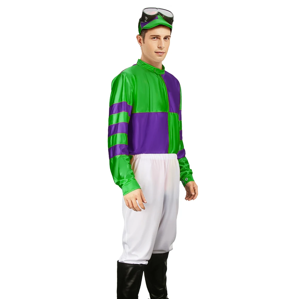 Фото Jockey Horse Racing Rider Хэллоуин Косплей Костюм Мужское нарядное платье Хэллоуин Карнавальная вечеринка Одежда для ролевых игр Зеленый Takerlama №2