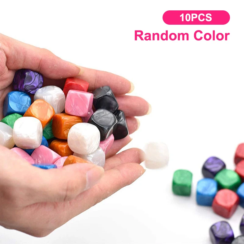 

10Pcs Blank Light Board Dice DIY Engravable Chess Board Game Teaching Six-sided Round Role Dice Color Random