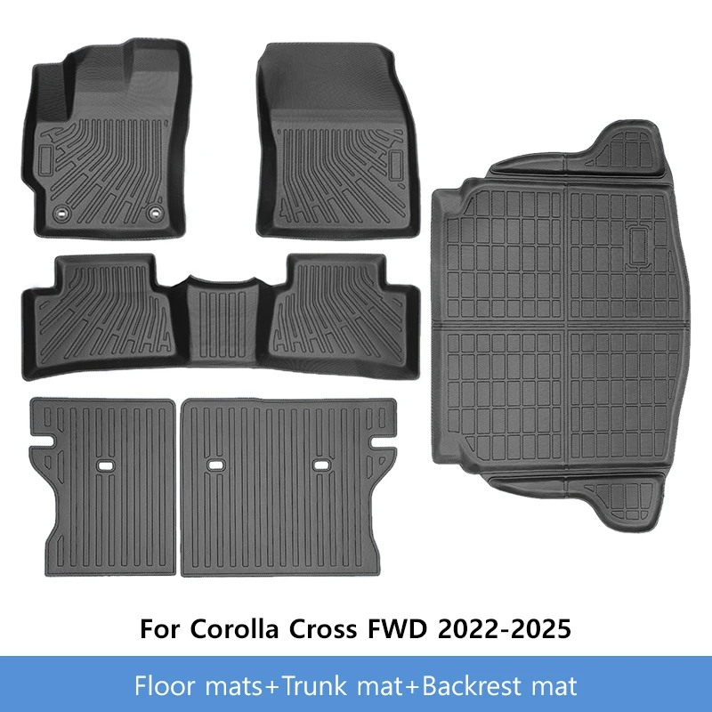 

Автомобильные коврики для Toyota Corolla Cross FWD 2022-2025, всепогодные водонепроницаемые, нескользящие, износостойкие автомобильные аксессуары, подкладка багажника