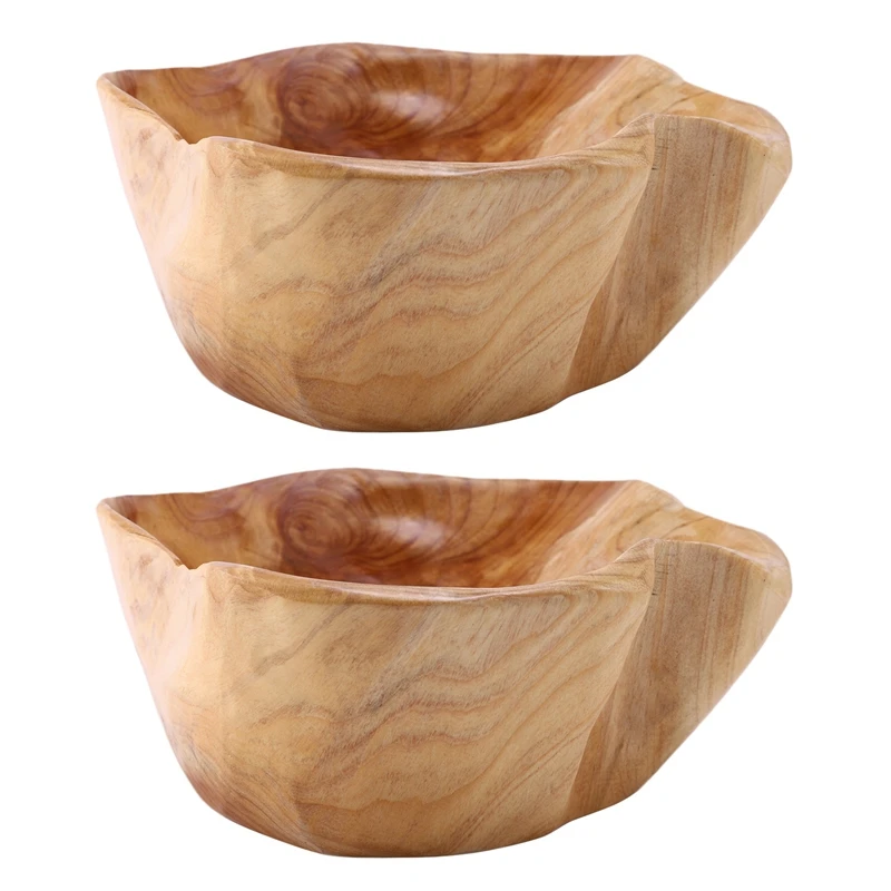 

2X Household Fruit Bowl Wooden Candy Dish Fruit Plate Wood Carving Root Fruit Plate Wood 20-24 cm