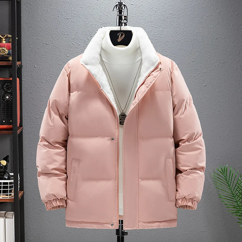 Men's Stand-up Collar Padded Jacket Winter Thickened Padded Coat Trend Loose Cotton Clothing Couples Winter Clothing