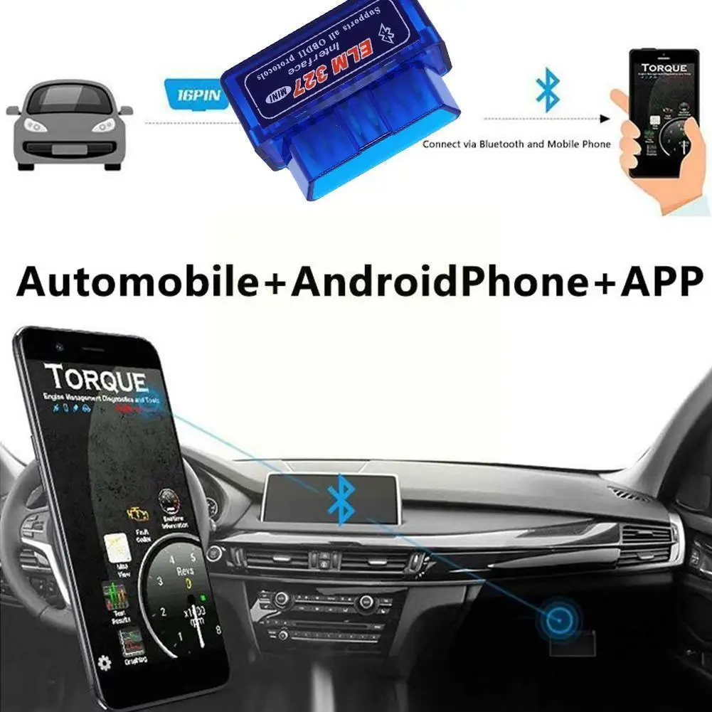 Автомобильный диагностический мини-сканер Elm327 совместимый с Bluetooth V2.1/V1.5 Elm 327 H3b7 -