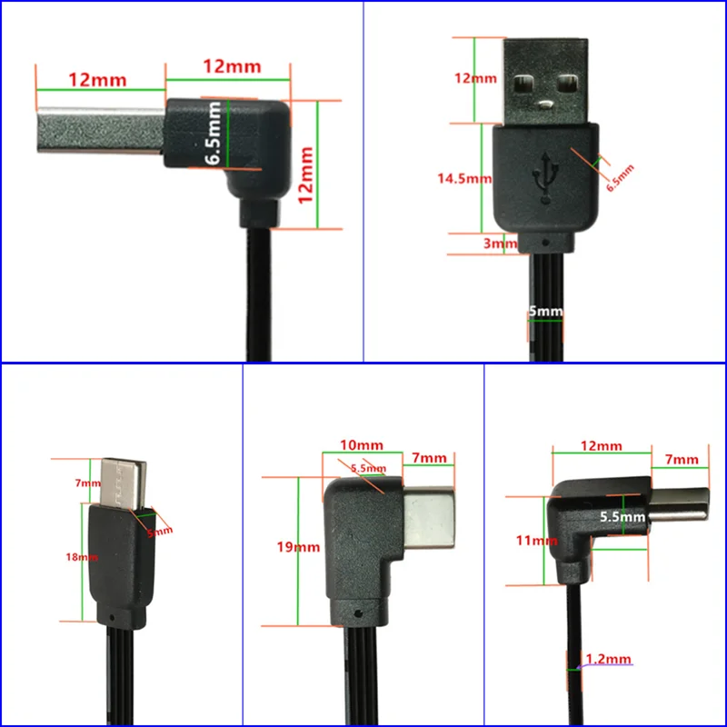 Мягкий короткий кабель USB типа C длиной 0 1 м 2 3 5 прямой угол 90 градусов