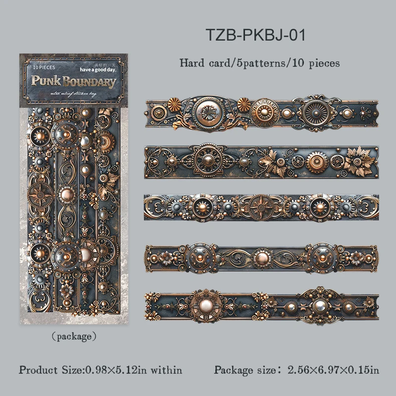 

Панк-Boundaryer серии, винтажные часы с цифрами, пейзажная рельефная наклейка, креативный материал для журнала «сделай сам», канцелярские принадлежности для коллажа