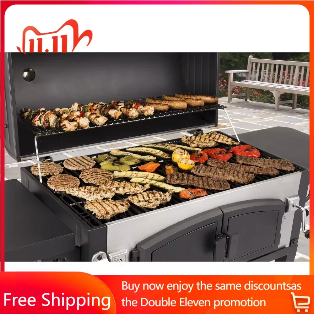 

Двойная камера из нержавеющей стали, гриль для барбекю на древесном угле, автоматический вращающийся гриль Kabob, железная кухонная бытовая техника