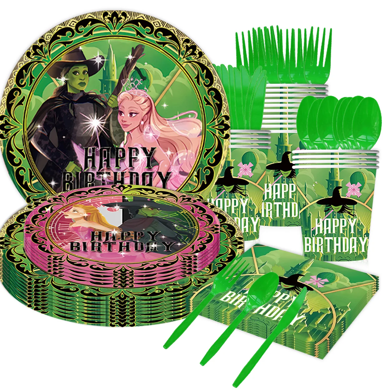 Wicked украшение для дня рождения для детей и девочек Wicked тарелки с днем рождения салфетки чашки бумажная посуда воздушные шары поставки деко комплект (art.: 3920ce7fcf088) - 3920ce7fcf088