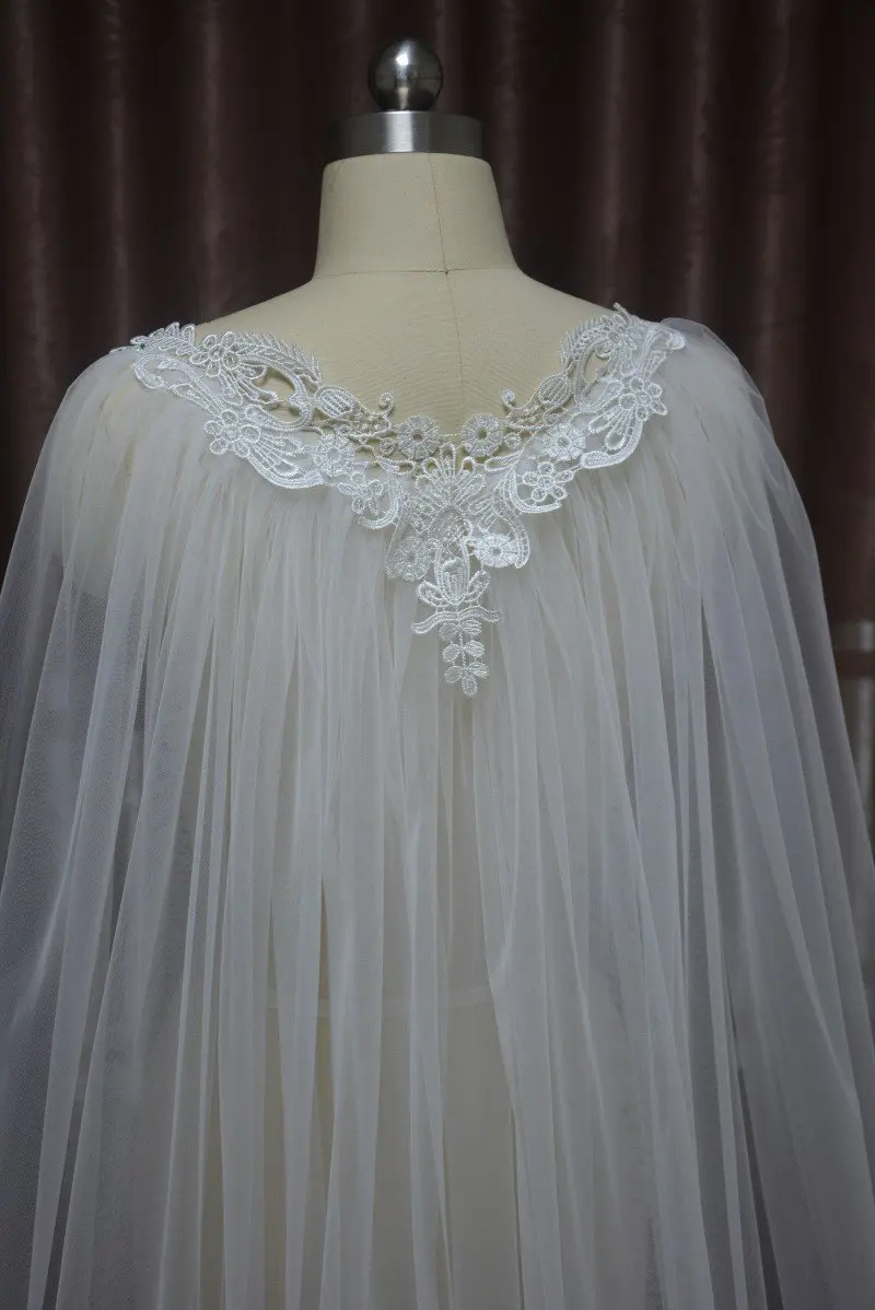 

white Bridal cape veil lvory Wedding cape Tulle cape veil Lace cape veil bride bolero wedding accessories custom size