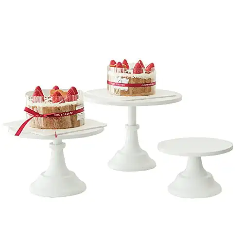 

Set of 3 Pieces Cake Stands Iron Cake Holder Dessert Display Plate Serving Tray for Baby Shower Wedding Birthday Party (White)