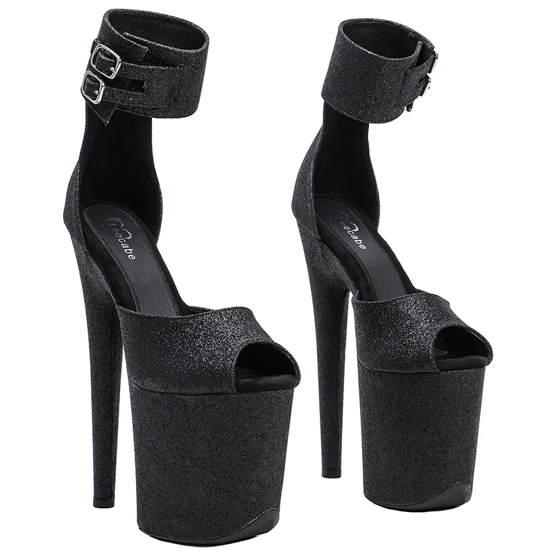 Leecabe 20cm/8inches glitter material platform high heel   sandals disco party  pole dance shoes