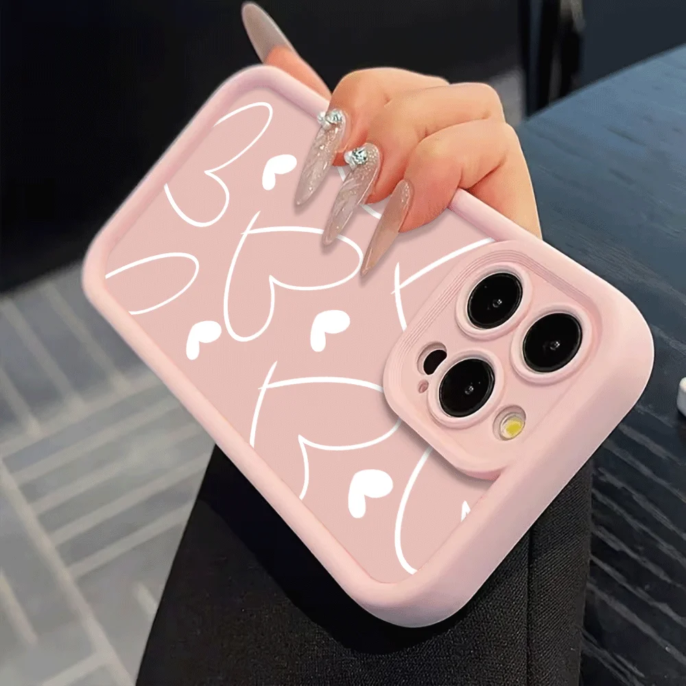 Розовый чехол для телефона в форме сердца, милый и простой, подходит для iPhone 17 Pro Max, Air 16, E 15, 16, 14, 13, 12, 11 Pro, 16, 15, 14, 13, 12, 11 Pro Max (art.: 3920cda146bc0) - 3920cda146bc0