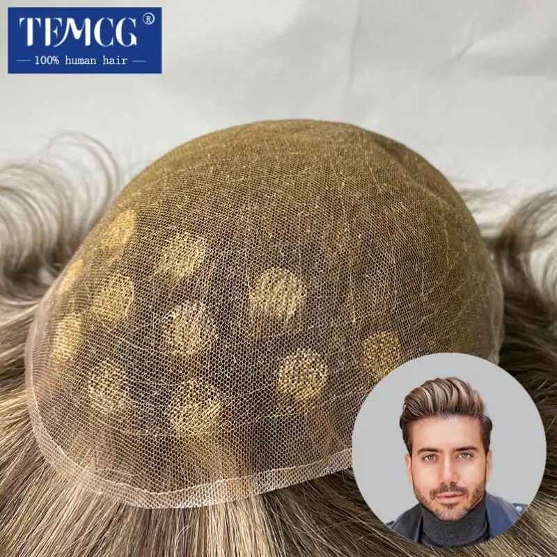 Full Lace Base Male Hair Prosthesis Toupee men Customized Breathable  Wig For Men 100% Natural Human Hair Replacement System