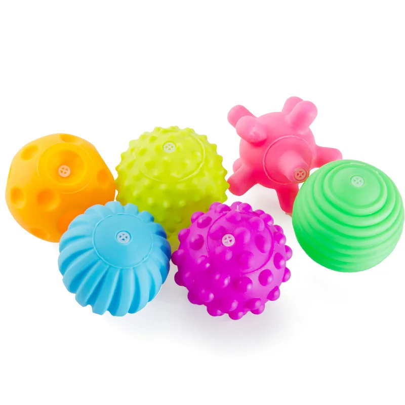 

6Pcs Baby Toy Ball Set Multi-texture stroking touch ball children massage grasp soft glue educational touch ball splashing bath
