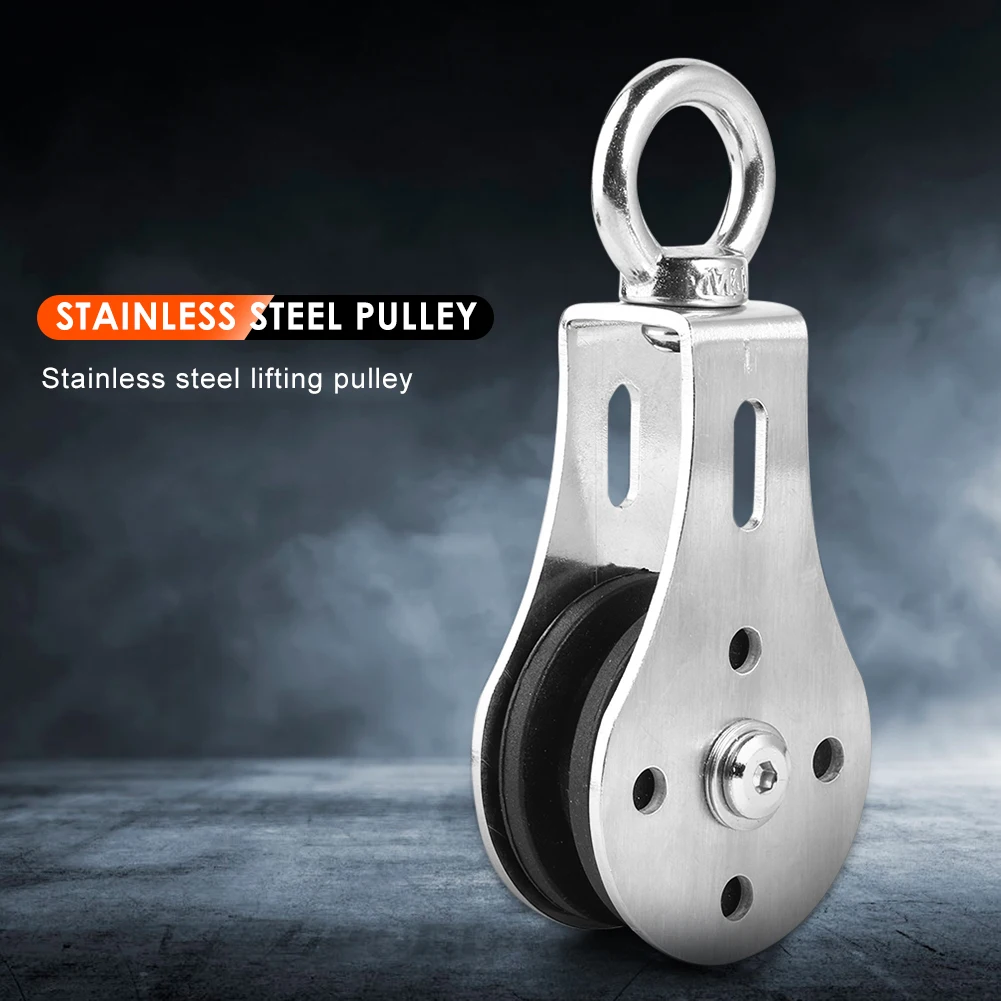 

53mm StainlessSteel Pulley Single Wheel Loading Swivel Lifting Rope Pulley for Blocks Rope Runner Gym Sport Exercise Accessories