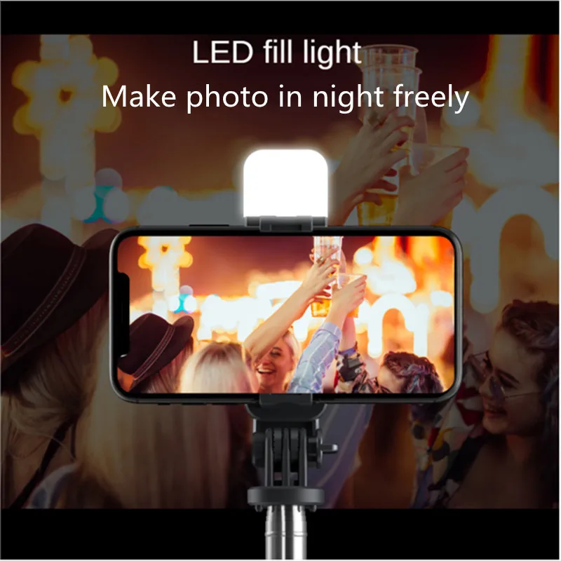 ylw wireless bluetooth handheld gimbal stabilizer mobile phone selfie stick tripod with fill light shutter for ios android free global shipping