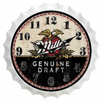 vintage tinplate plaques signs artwork 35 cm shabby chic beer bottle cover wall clock metal painting for gift or wall decor