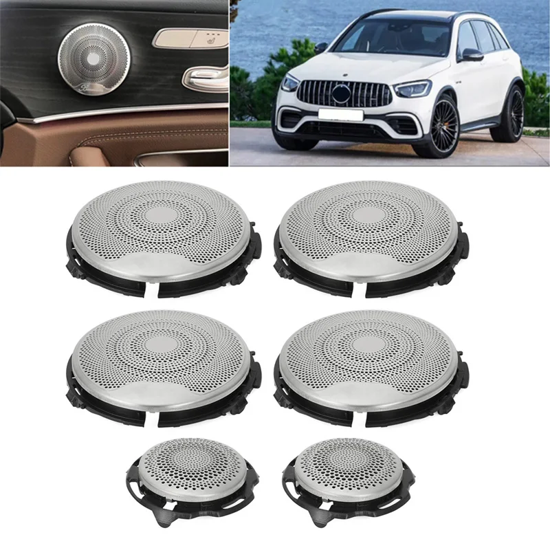 

6PC Car Audio Speaker Cover Trim Side Door Loudspeaker Cover Trim For Mercedes Benz GLC X253 W205 W213 E C AMG Class Series