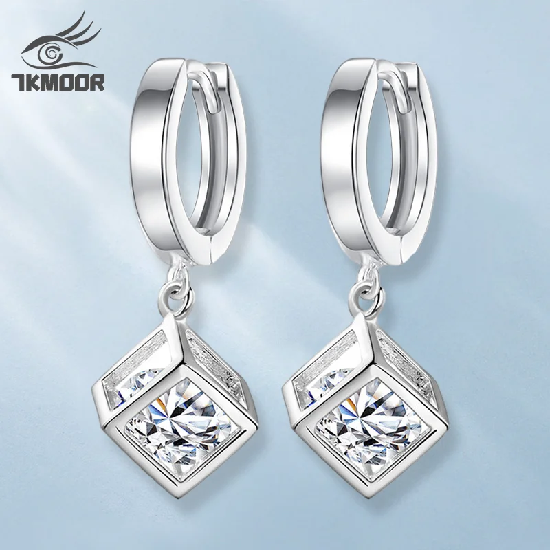 

Silver Color Cube Jewelry Zircon Sugar Drop Quality Earrings Fashion Trendy For Women Lady Gift Banquet Wedding
