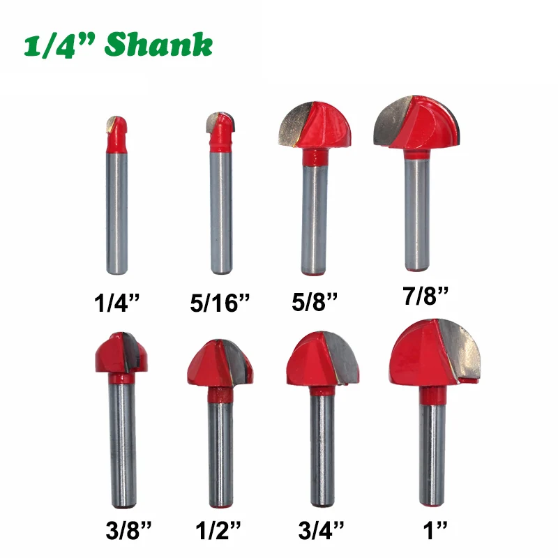 

1PC 1/4" 6.35MM Shank Milling Cutter Wood Carving Ball Nose Router Bit Round Milling Cutter for Wood CNC Radius Core Box Solid