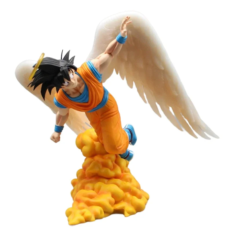

28cm Anime Dragon Ball Statue Son Goku Angels Action Figure GK Wings Goku Figuarts Bye Doll PVC Collection Toys Figurine Model
