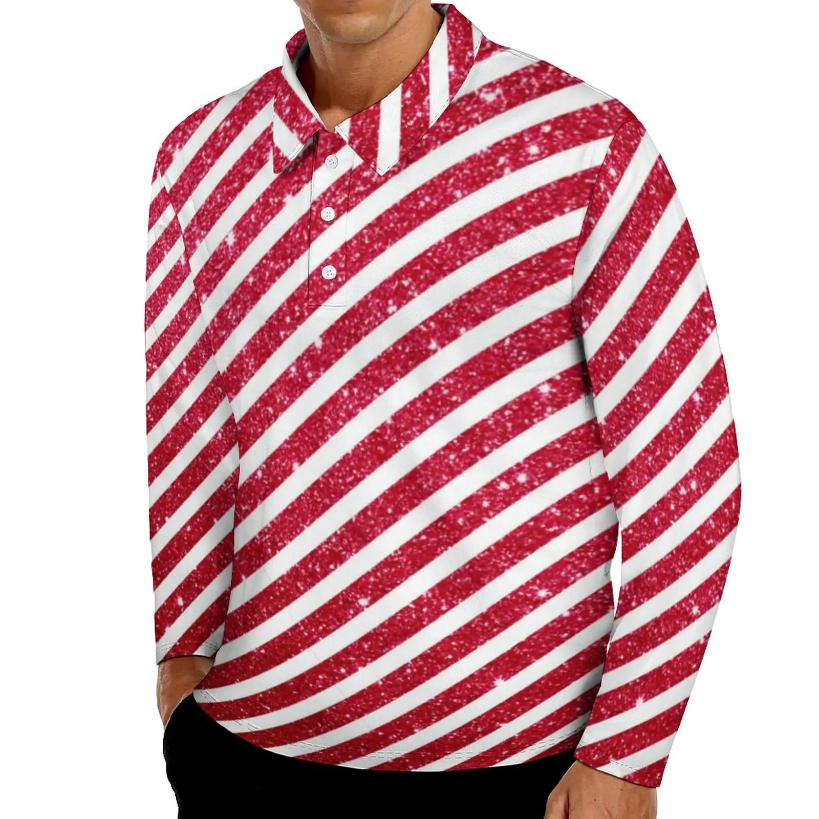 

Милая Рождественская Повседневная рубашка-поло, блестящие полосатые футболки с принтом, рубашка с длинным рукавом на заказ, крутые Топы бол...