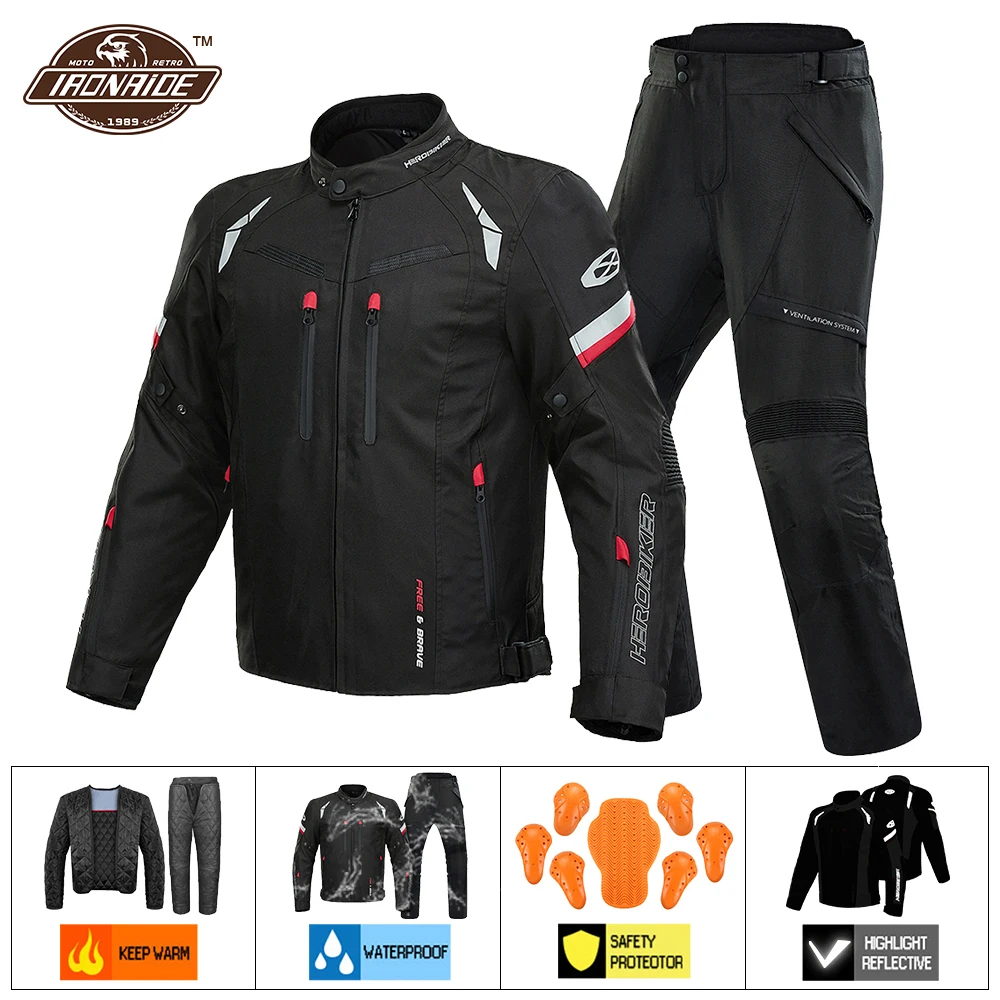 

New Man Motorcycle Jacket Waterproof Chaqueta Moto Wearable Riding Racing Moto Protection Motocross Suit With CE Protrctor