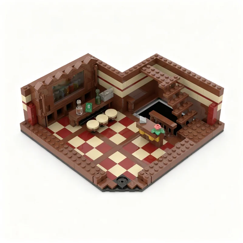 Фото 3422 детали MOC Модульные здания: Уголок кафе, усовершенствованная модель, строительные блоки, архитектурная креативная коллекция кирпичиков, набор для сборки. №3