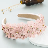 stained floral glass drill forehead vintage rhinestones headband trendy daisy hairband hair accessories for woman girl