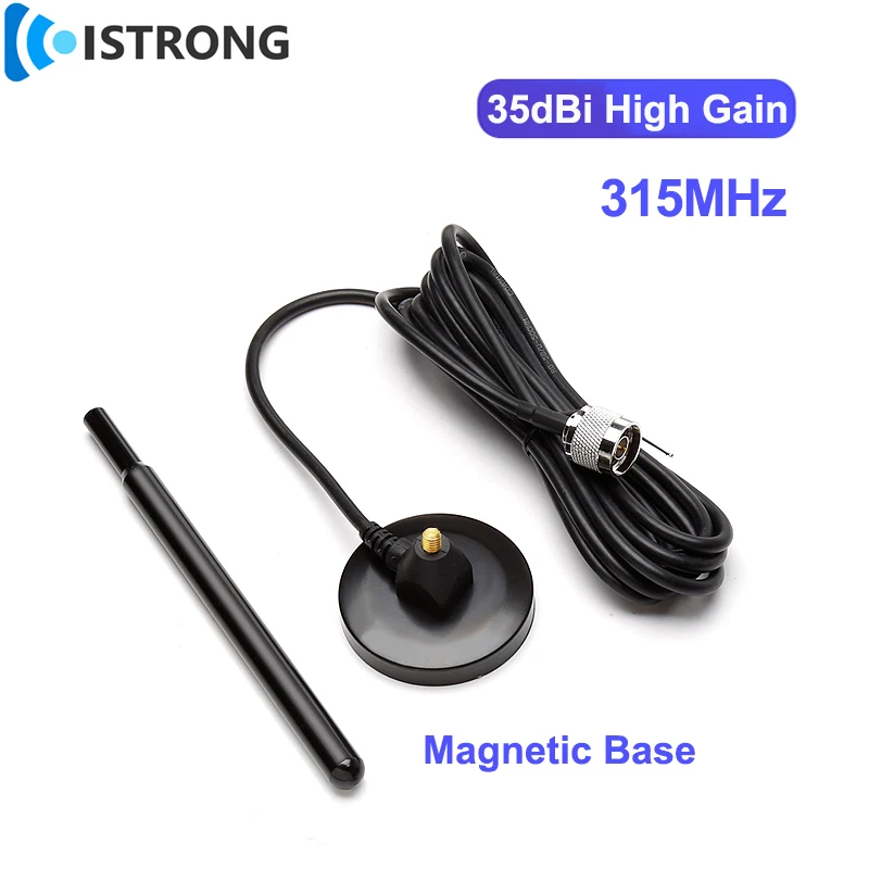 35dbi High Gain Copper Rod Antenna 315MHz Amplifier With Strong Magnetic Base for Outdoor Long Range Signal Booster SMA TNC BNC