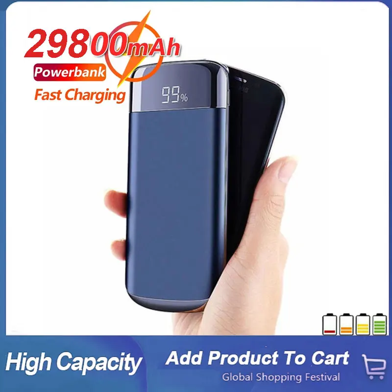 Портативное зарядное устройство 29800 мАч портативное светодиодное Внешнее USB для