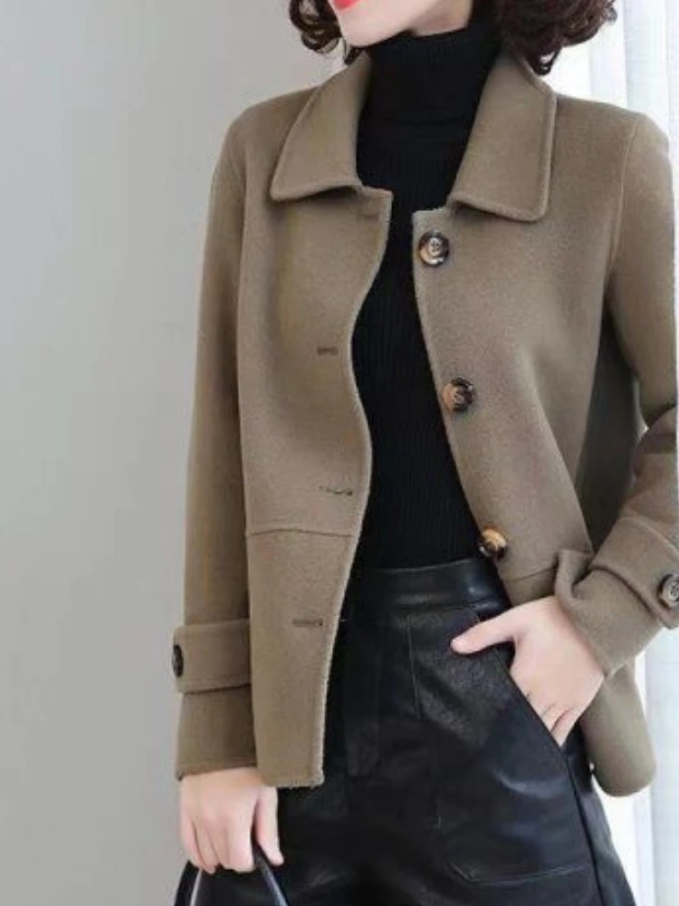

Trench Coat Jackets Women Clothes Spring Autumn Korean Version Trench Coat Single Breasting Belted Lady Cloak Wool Coat Women