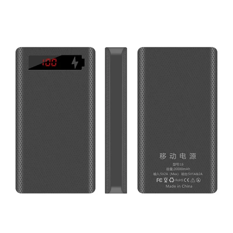 

L6 LCD Display DIY 6x18650 Battery Case Power Bank Shell Portable External Box Without Battery Powerbank Protector
