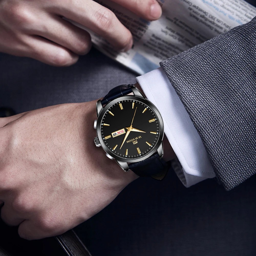 Новинка 2023 мужские деловые часы классические в британском стиле с кожаным