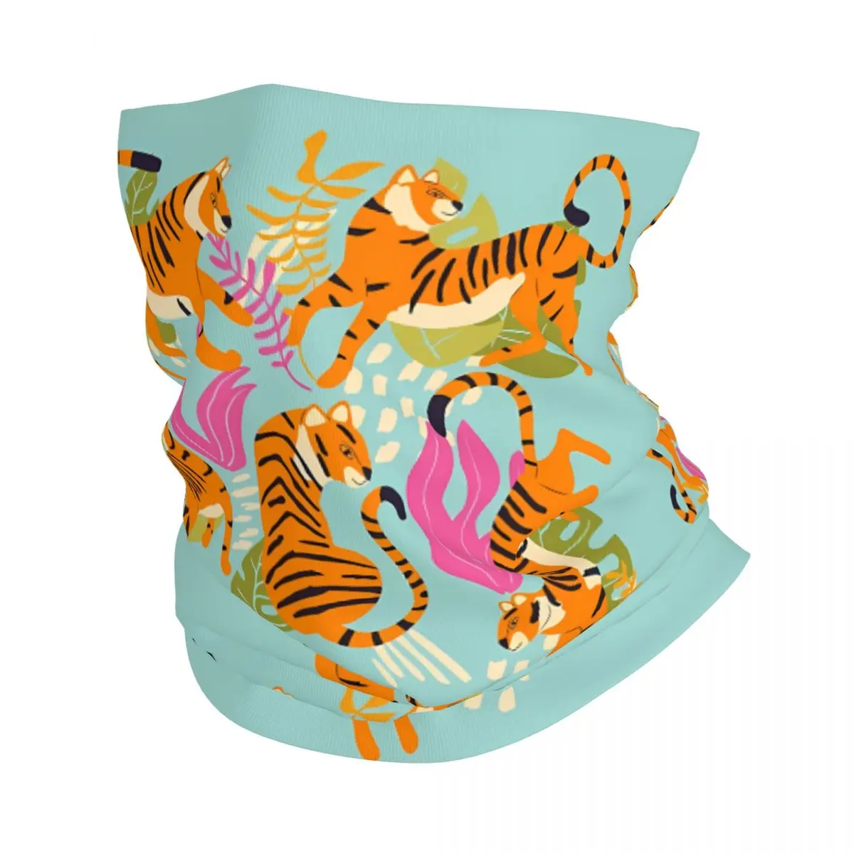 Коллекция тигров на ярко-синем шарфе шейном платье маской для лица полиэстером
