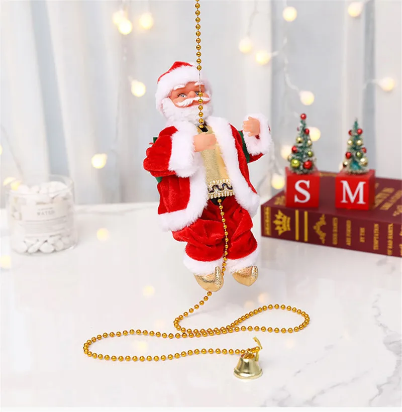

Santa Claus Climbing Beads Battery Operated Electric Climb Up and Down Climbing Santa with Light and Music Christmas Decoration