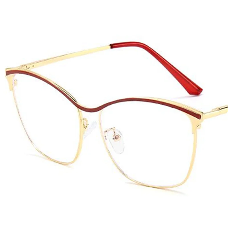 

Женские очки с защитой от синего света, индивидуальные очки для бровей, оправа из сплава, простые прозрачные линзы, очки «кошачий глаз»