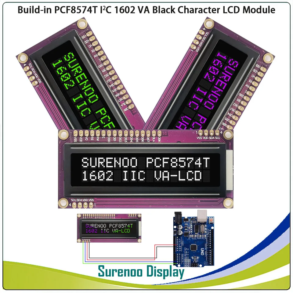 PCF8574T PCF8574 IIC I2C 162 16X2 1602 символьный ЖК-модуль панель экрана ва белая фиолетовая
