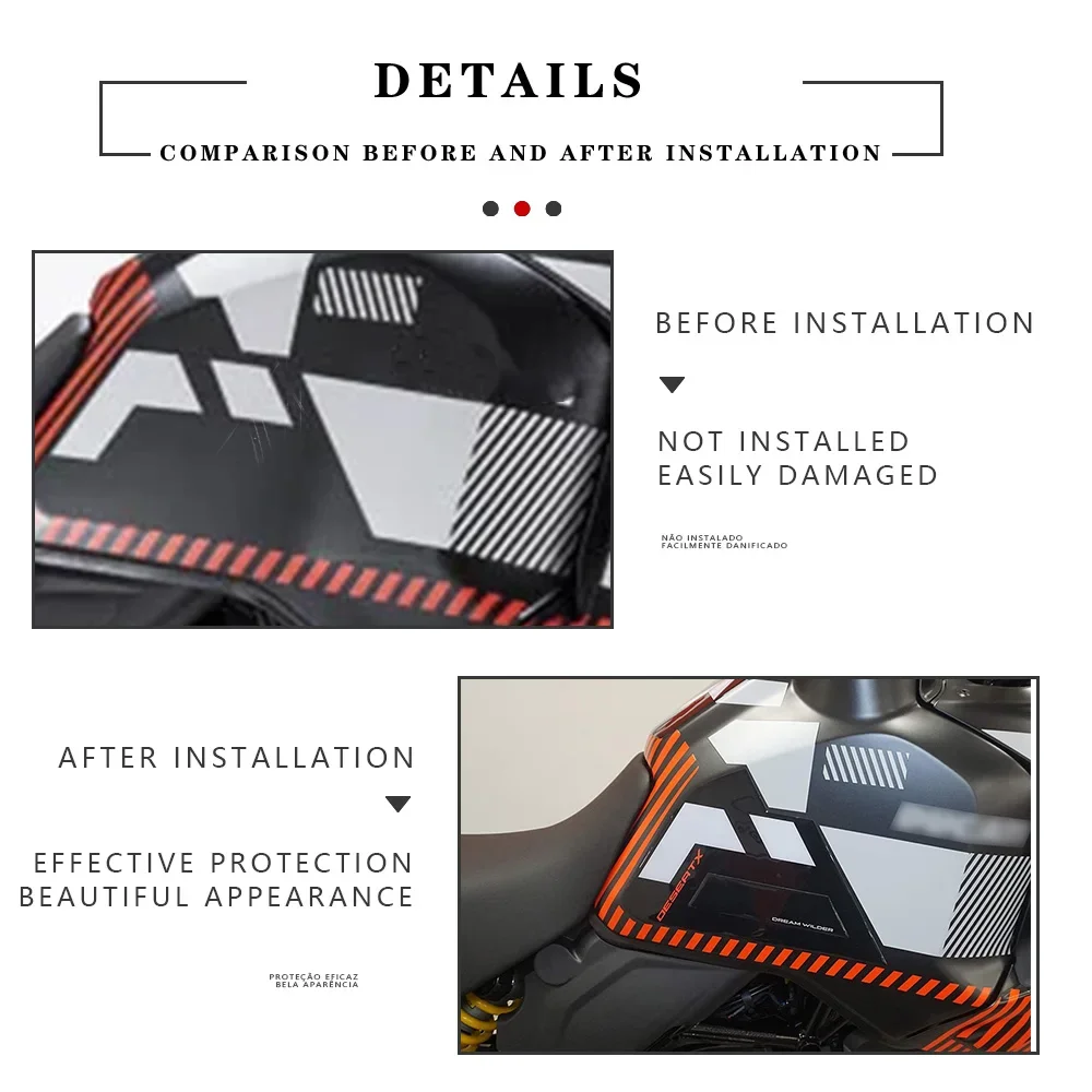 2023 DesertX Tank Pad Мотоцикл 3D Гель Эпоксидная смола Наклейка Защитный комплект