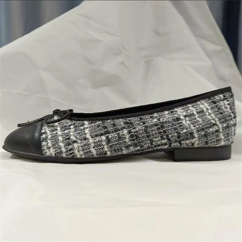 Женские балетки с круглым носком Натуральная овечья кожа низкий каблук плоская