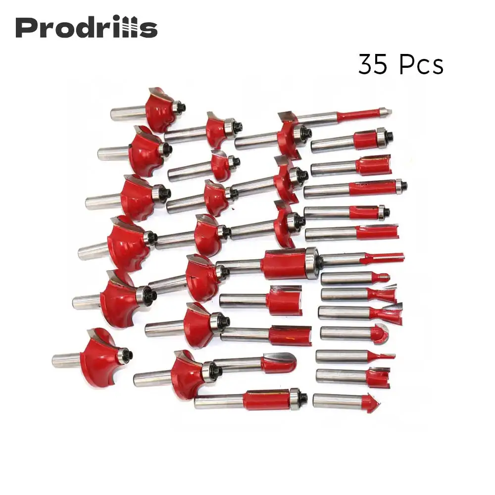 8mm Shank 35pcs Router Bits Set Tungsten Carbide Router Bit For Wood Cutter Set With Wooden Case