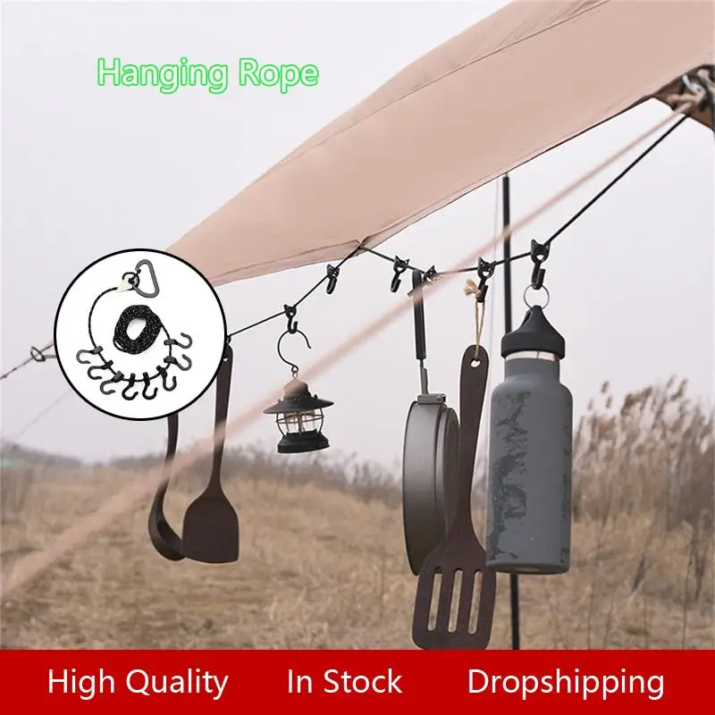 

Уличная портативная ветрозащитная Веревка для белья, многофункциональный подвесной крючок для одежды, регулируемый нескользящий навес, св...