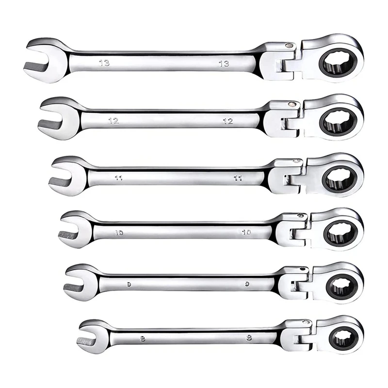 

12 Pcs Metric Flex-Head Ratchet Wrench 8-19Mm Flex-Tip Ratchet Set Combination Wrench Tool Ratchet Set