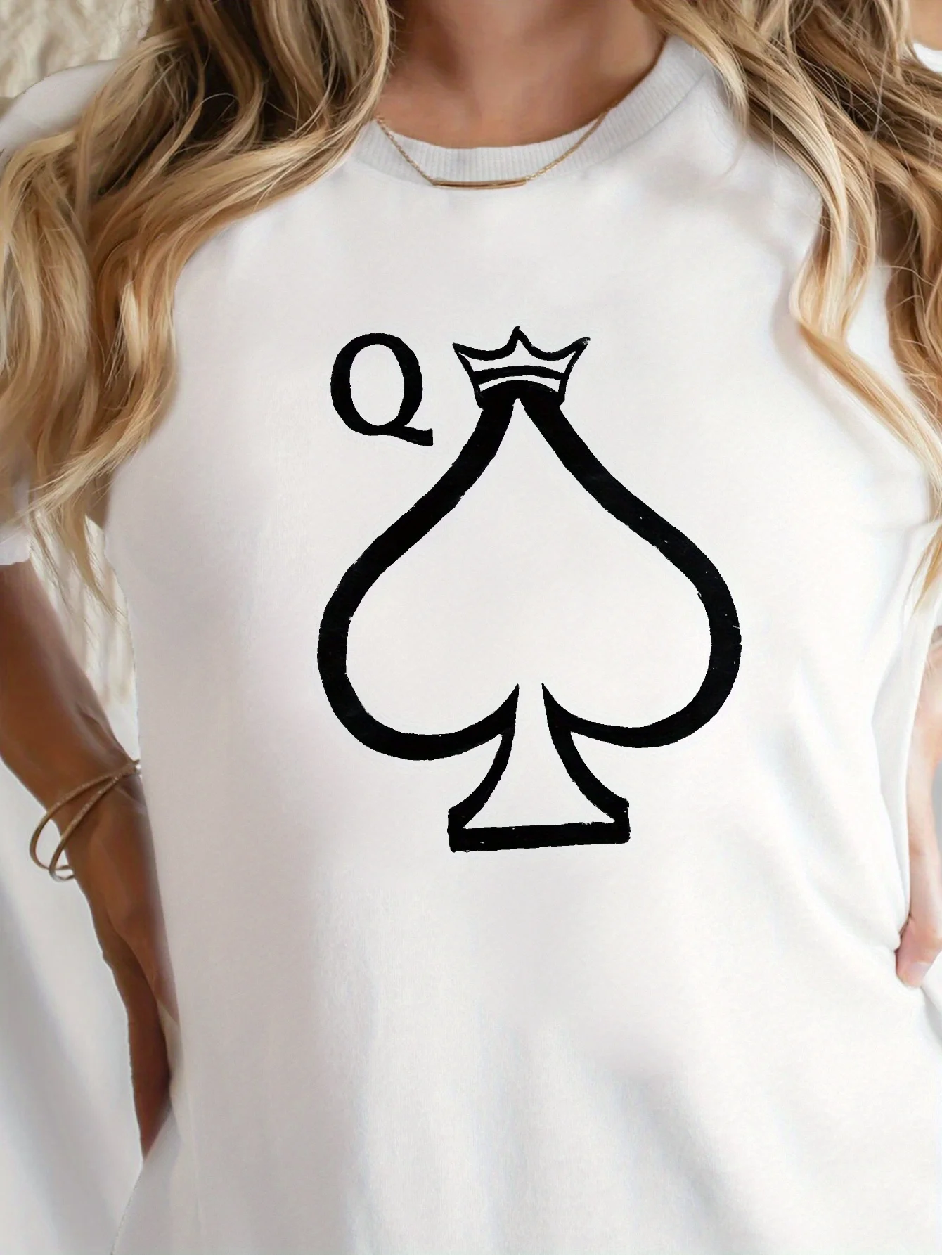 женская футболка Queen of Spades с иллюстрацией и принтом комфортная подходит для всех