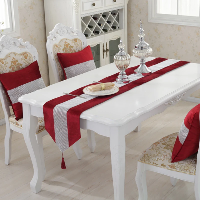 

Solid Color Diamond Table Runners Modern Table Runner For Wedding Party Chirstmas Decoration Home Table Cloth Hotel Tablecloth
