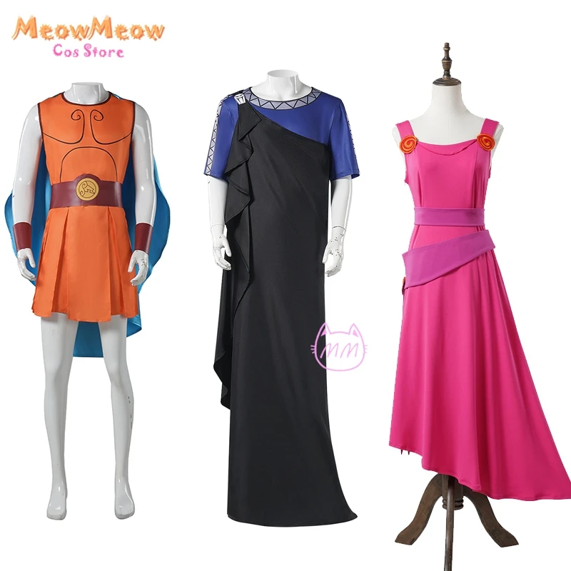 Фото Hercules Cos Megara Hades Косплей Костюм Розовое Платье с героями мультфильмов Одежда Унисекс Черный Халат Хэллоуин Фея Вечерние Костюмы Для Ролевых Игр №1