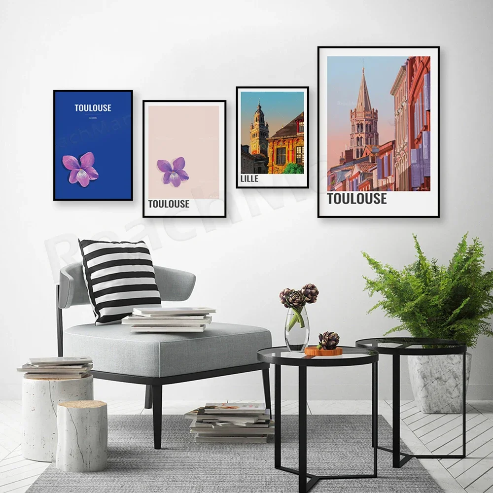 Это Toulouse — Rue de Taur и собор Святого-Серна плакат Violet город Лилльла Франции