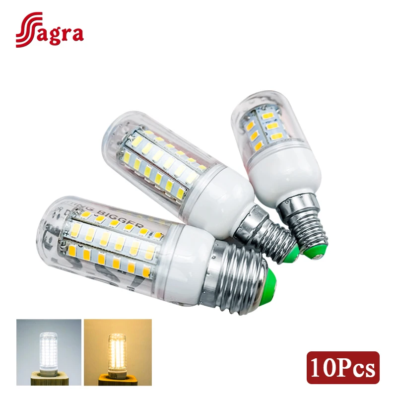 10pcs/lot 220V E27 Led Lamp Bulb E14 Candle Light Bulb 240V Corn Lamp 24 36 48 56 69 72leds Bombilla Chandelier Lighting