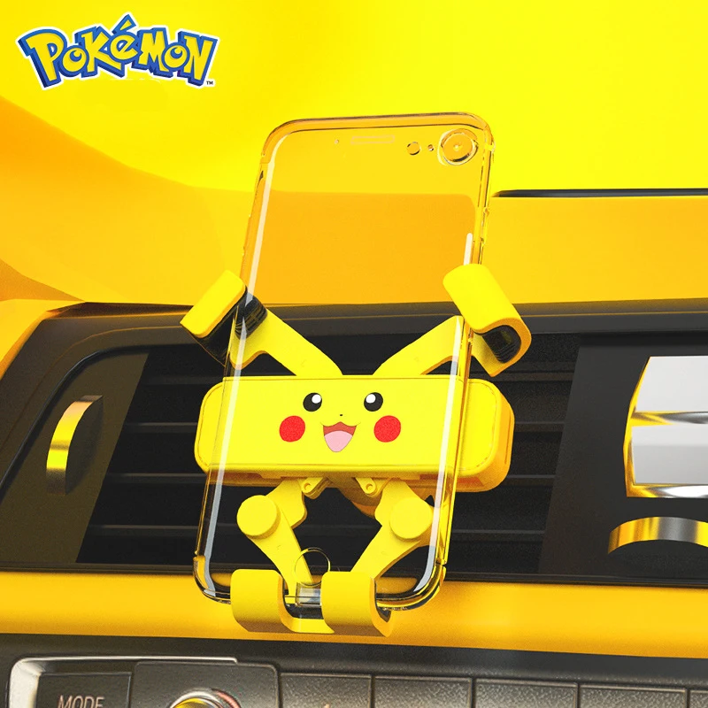 

Новый Автомобильный держатель для телефона Pokemon Pikachu, держатель навигации на вентиляционное отверстие автомобиля, гравитационная подставк...