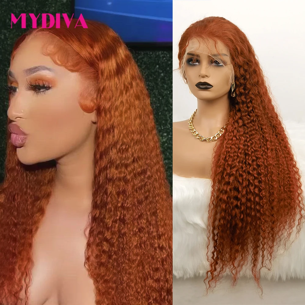 

Ginger Lace Front Human Hair Wigs 30 Inch 13x6 Curly Lace Front Wig Pre Plucked Colored Curly HD Lace Frontal Wig 250 Density